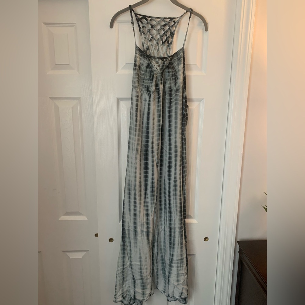 Blue-Gray Maxi Dress/ Plus Size Beach Dress/ Cover Up